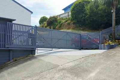 cantilevered sliding gate on steep slope