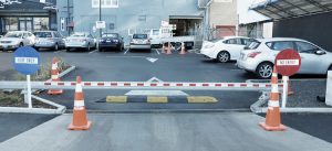 Parking barriers cantilevered sliding